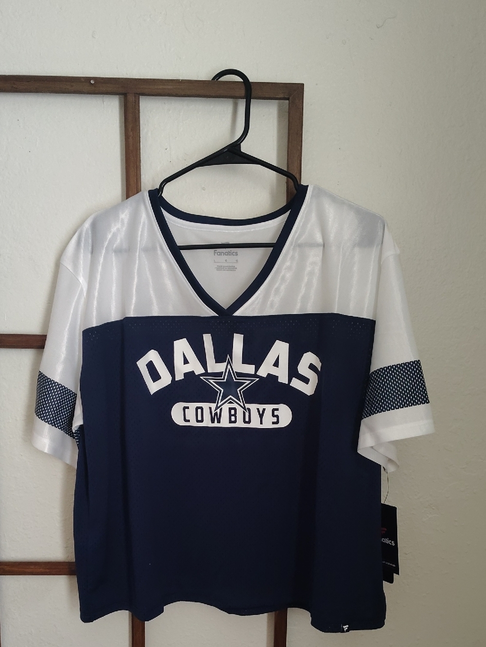 Fanatics Dallas Cowboys Navy and White Short Sleeve Top